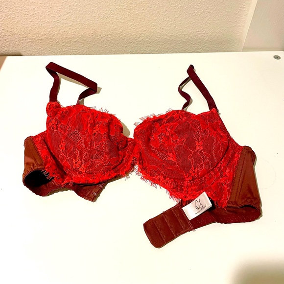 LBC push-up: Little Bra Company lace red bra 34C - Picture 2 of 6